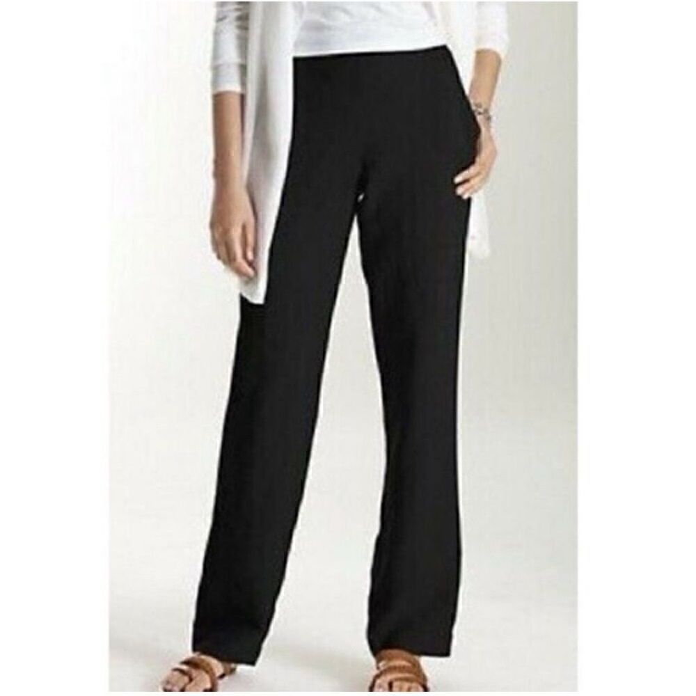 J.Jill Black Linen Blend Stretch Pants | SZ 8